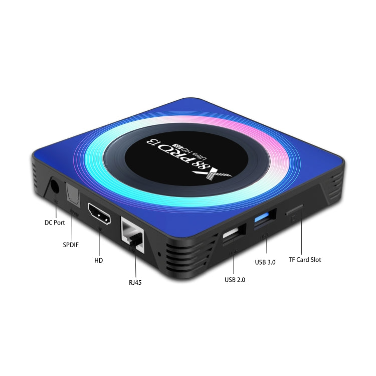 อะคริลิค X88 Pro 13 8K Ultra HD Android 13.0 กล่องสมาร์ททีวีพร้อมรีโมทคอนโทรล, RK3528 Quad-Core, 4G+32GB, 4G+32GB