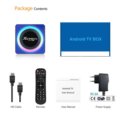 อะคริลิค X88 Pro 13 8K Ultra HD Android 13.0 กล่องสมาร์ททีวีพร้อมรีโมทคอนโทรล, RK3528 Quad-Core, 4G+32GB, 4G+32GB