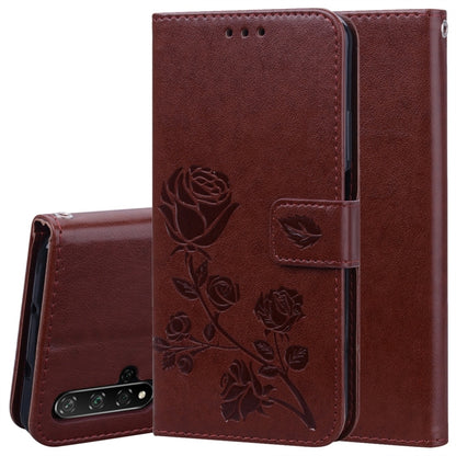ซองหนัง PU พลิกแนวนอนลายดอกกุหลาบพร้อมตัวยึดและช่องเสียบการ์ดและกระเป๋าสตางค์, for Huawei Honor 20, for Huawei Honor 20 Pro