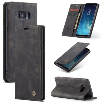CaseMe-013 ซองหนังพลิกแนวนอนมัลติฟังก์ชั่น Retro Frosted พร้อมช่องใส่การ์ดและตัวยึดและกระเป๋าสตางค์, for Galaxy S8 Plus, for Galaxy S8, for Galaxy S9, for Galaxy S9 Plus
