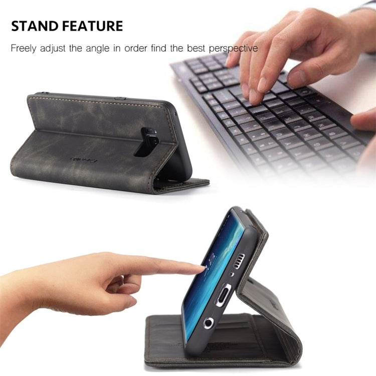 CaseMe-013 ซองหนังพลิกแนวนอนมัลติฟังก์ชั่น Retro Frosted พร้อมช่องใส่การ์ดและตัวยึดและกระเป๋าสตางค์, for Galaxy S8 Plus, for Galaxy S8, for Galaxy S9, for Galaxy S9 Plus