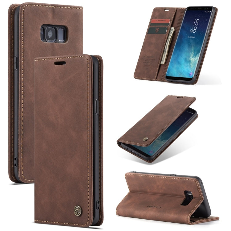 CaseMe-013 ซองหนังพลิกแนวนอนมัลติฟังก์ชั่น Retro Frosted พร้อมช่องใส่การ์ดและตัวยึดและกระเป๋าสตางค์, for Galaxy S8 Plus, for Galaxy S8, for Galaxy S9, for Galaxy S9 Plus