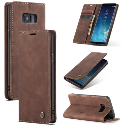 CaseMe-013 ซองหนังพลิกแนวนอนมัลติฟังก์ชั่น Retro Frosted พร้อมช่องใส่การ์ดและตัวยึดและกระเป๋าสตางค์, for Galaxy S8 Plus, for Galaxy S8, for Galaxy S9, for Galaxy S9 Plus