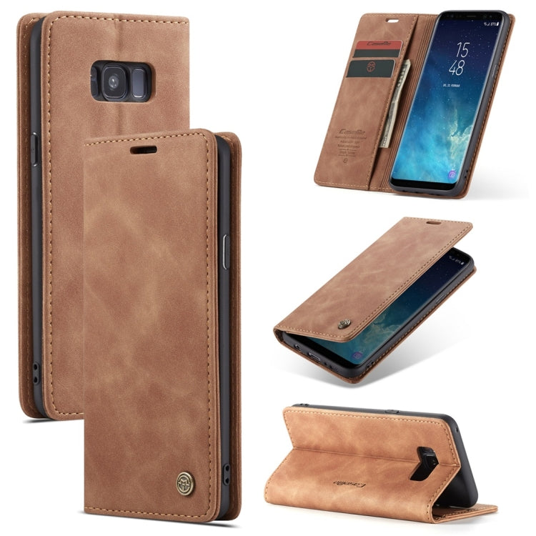 CaseMe-013 ซองหนังพลิกแนวนอนมัลติฟังก์ชั่น Retro Frosted พร้อมช่องใส่การ์ดและตัวยึดและกระเป๋าสตางค์, for Galaxy S8 Plus, for Galaxy S8, for Galaxy S9, for Galaxy S9 Plus