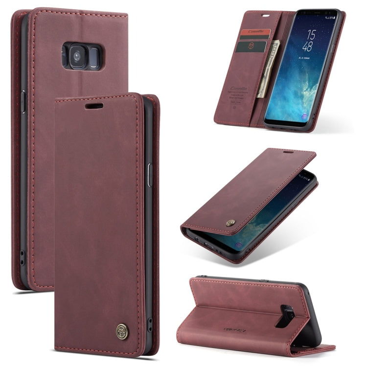 CaseMe-013 ซองหนังพลิกแนวนอนมัลติฟังก์ชั่น Retro Frosted พร้อมช่องใส่การ์ดและตัวยึดและกระเป๋าสตางค์, for Galaxy S8 Plus, for Galaxy S8, for Galaxy S9, for Galaxy S9 Plus