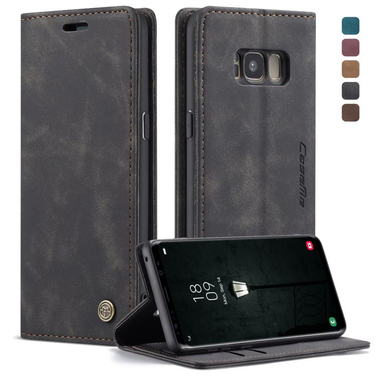 CaseMe-013 ซองหนังพลิกแนวนอนมัลติฟังก์ชั่น Retro Frosted พร้อมช่องใส่การ์ดและตัวยึดและกระเป๋าสตางค์, for Galaxy S8 Plus, for Galaxy S8, for Galaxy S9, for Galaxy S9 Plus