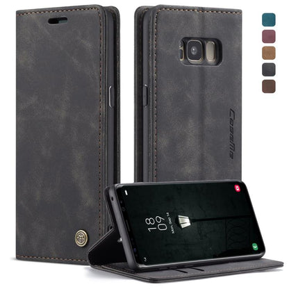 CaseMe-013 ซองหนังพลิกแนวนอนมัลติฟังก์ชั่น Retro Frosted พร้อมช่องใส่การ์ดและตัวยึดและกระเป๋าสตางค์, for Galaxy S8 Plus, for Galaxy S8, for Galaxy S9, for Galaxy S9 Plus