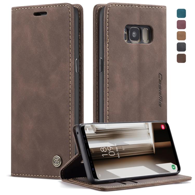 CaseMe-013 ซองหนังพลิกแนวนอนมัลติฟังก์ชั่น Retro Frosted พร้อมช่องใส่การ์ดและตัวยึดและกระเป๋าสตางค์, for Galaxy S8 Plus, for Galaxy S8, for Galaxy S9, for Galaxy S9 Plus