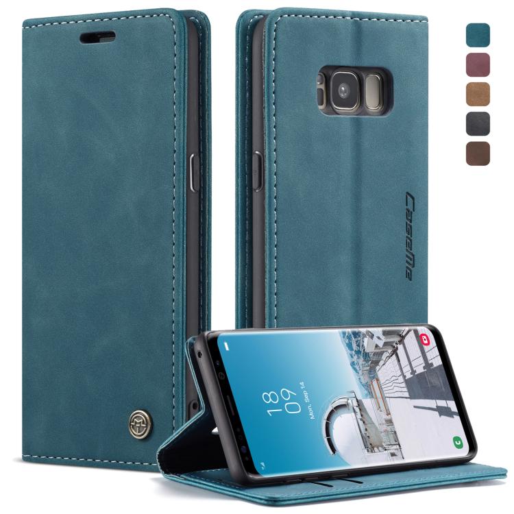 CaseMe-013 ซองหนังพลิกแนวนอนมัลติฟังก์ชั่น Retro Frosted พร้อมช่องใส่การ์ดและตัวยึดและกระเป๋าสตางค์, for Galaxy S8 Plus, for Galaxy S8, for Galaxy S9, for Galaxy S9 Plus