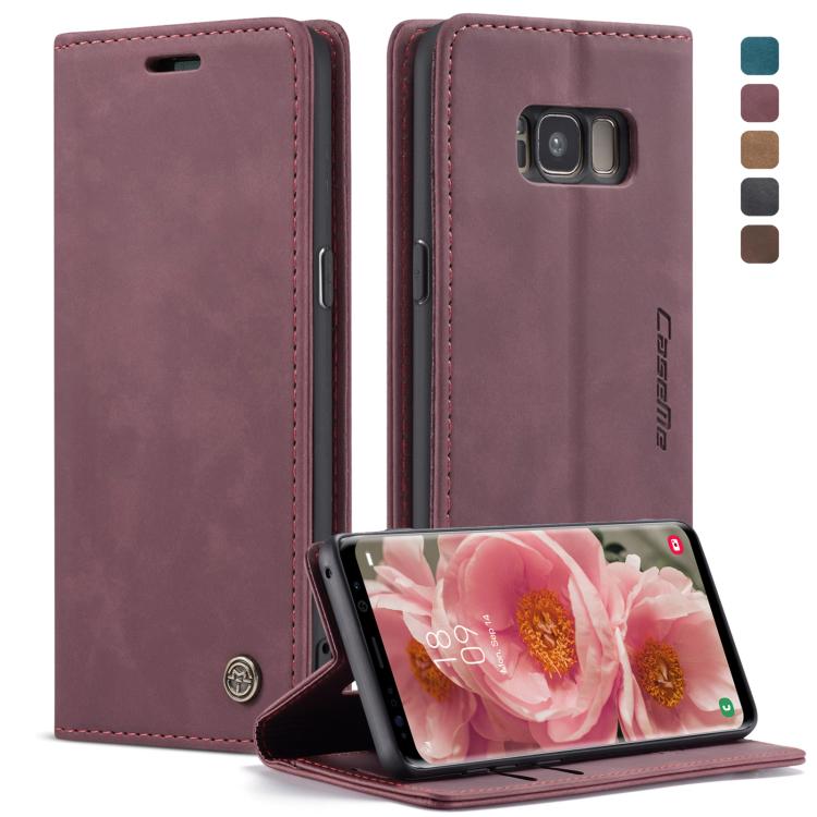 CaseMe-013 ซองหนังพลิกแนวนอนมัลติฟังก์ชั่น Retro Frosted พร้อมช่องใส่การ์ดและตัวยึดและกระเป๋าสตางค์, for Galaxy S8 Plus, for Galaxy S8, for Galaxy S9, for Galaxy S9 Plus