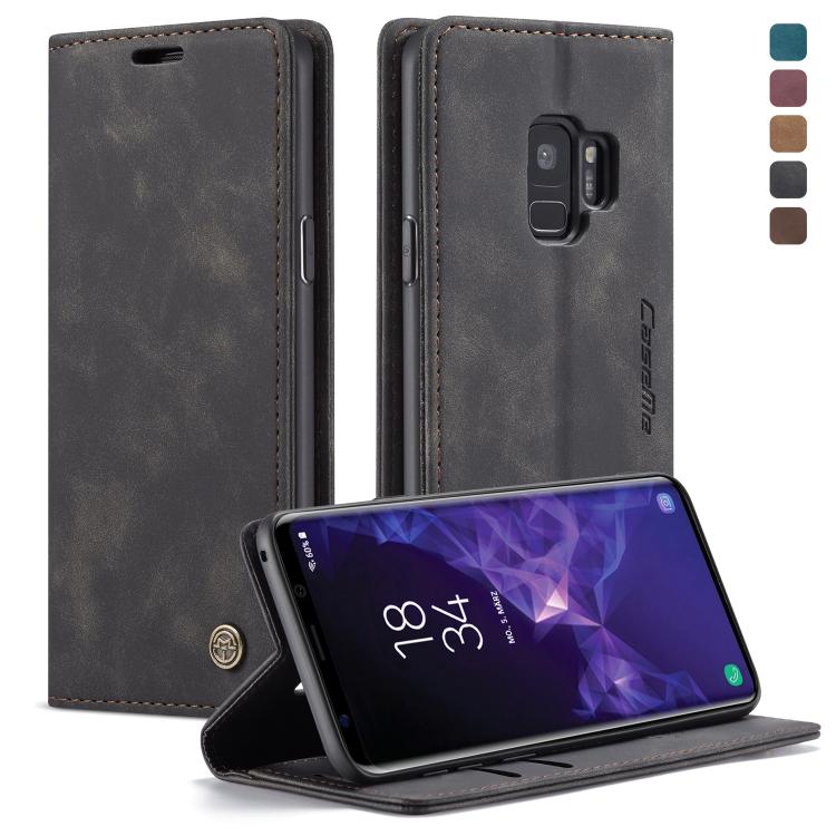 CaseMe-013 ซองหนังพลิกแนวนอนมัลติฟังก์ชั่น Retro Frosted พร้อมช่องใส่การ์ดและตัวยึดและกระเป๋าสตางค์, for Galaxy S8 Plus, for Galaxy S8, for Galaxy S9, for Galaxy S9 Plus