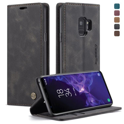 CaseMe-013 ซองหนังพลิกแนวนอนมัลติฟังก์ชั่น Retro Frosted พร้อมช่องใส่การ์ดและตัวยึดและกระเป๋าสตางค์, for Galaxy S8 Plus, for Galaxy S8, for Galaxy S9, for Galaxy S9 Plus