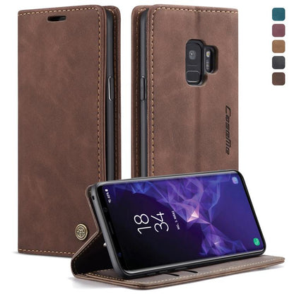 CaseMe-013 ซองหนังพลิกแนวนอนมัลติฟังก์ชั่น Retro Frosted พร้อมช่องใส่การ์ดและตัวยึดและกระเป๋าสตางค์, for Galaxy S8 Plus, for Galaxy S8, for Galaxy S9, for Galaxy S9 Plus