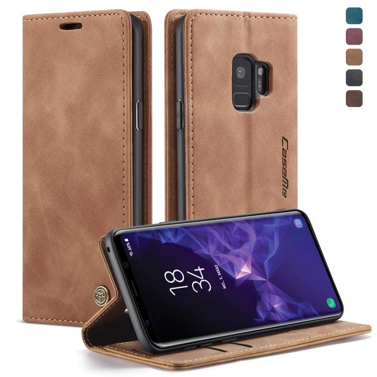 CaseMe-013 ซองหนังพลิกแนวนอนมัลติฟังก์ชั่น Retro Frosted พร้อมช่องใส่การ์ดและตัวยึดและกระเป๋าสตางค์, for Galaxy S8 Plus, for Galaxy S8, for Galaxy S9, for Galaxy S9 Plus