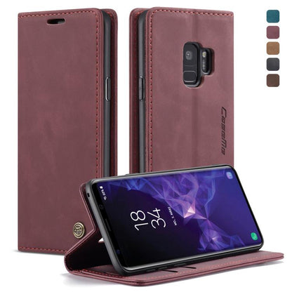 CaseMe-013 ซองหนังพลิกแนวนอนมัลติฟังก์ชั่น Retro Frosted พร้อมช่องใส่การ์ดและตัวยึดและกระเป๋าสตางค์, for Galaxy S8 Plus, for Galaxy S8, for Galaxy S9, for Galaxy S9 Plus
