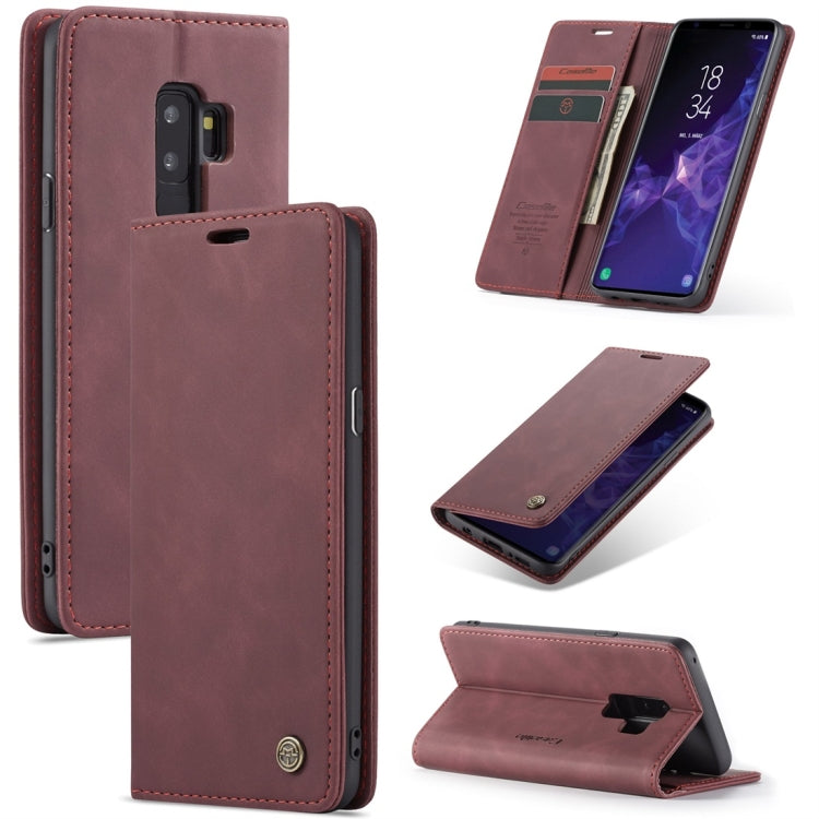 CaseMe-013 ซองหนังพลิกแนวนอนมัลติฟังก์ชั่น Retro Frosted พร้อมช่องใส่การ์ดและตัวยึดและกระเป๋าสตางค์, for Galaxy S8 Plus, for Galaxy S8, for Galaxy S9, for Galaxy S9 Plus