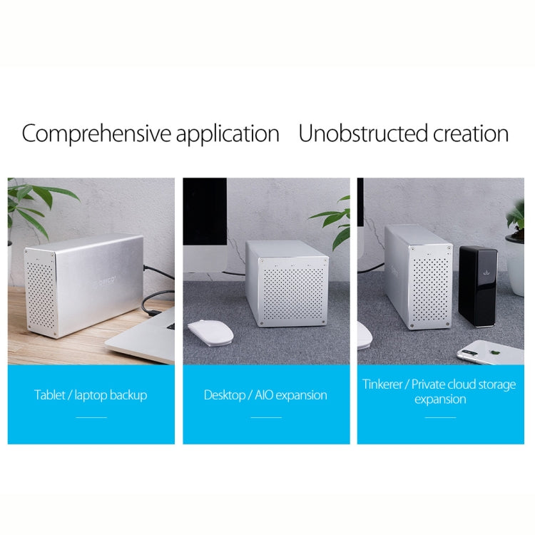 ORICO Honeycomb Series WS400C3 SATA 3.5 นิ้ว 40TB USB-C / Type-C 4 ช่องอลูมิเนียมอัลลอยด์HDD / SSD, USB-C / Type-C 4 Bays
