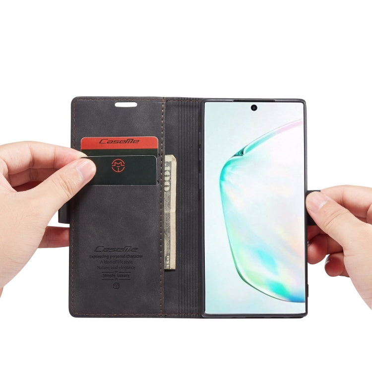 CaseMe-013 ซองหนังพลิกแนวนอนมัลติฟังก์ชั่นพร้อมช่องเสียบการ์ดและตัวยึด, For Galaxy Note 10