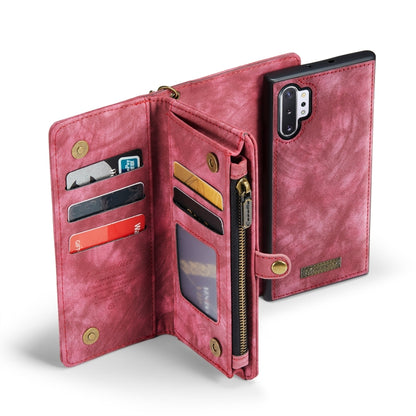 CaseMe-008 ซองหนังพลิกแนวนอนมัลติฟังก์ชั่นที่ถอดออกได้พร้อมช่องเสียบการ์ด & ตัวยึด & กระเป๋าสตางค์ซิป & กรอบรูป, For Samsung Galaxy Note10+
