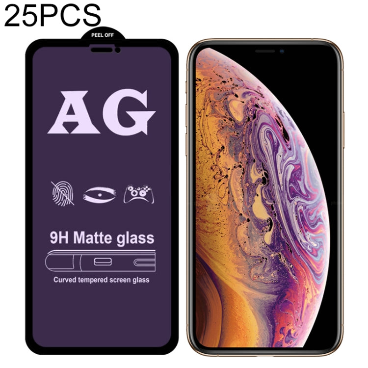25 PCS AG Matte Anti Blue Light กระจกนิรภัยแบบเต็มฝาครอบ, For iPhone 6 Plus & 6s Plus, For iPhone 8 & 7, For iPhone 8 Plus & 7 Plus, For iPhone XS / X, For iPhone XR, For iPhone XS Max