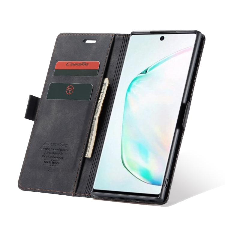 CaseMe-013 ซองหนังพลิกแนวนอนมัลติฟังก์ชั่นพร้อมช่องใส่การ์ด & ตัวยึด & กระเป๋าสตางค์สำหรับ Galaxy Note 10+, For Galaxy Note 10+
