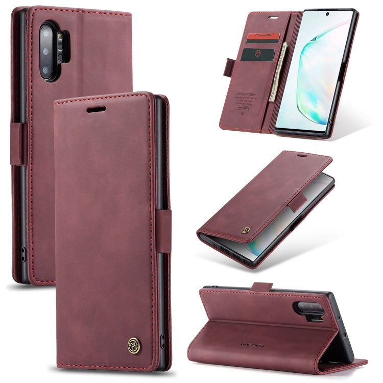 CaseMe-013 ซองหนังพลิกแนวนอนมัลติฟังก์ชั่นพร้อมช่องใส่การ์ด & ตัวยึด & กระเป๋าสตางค์สำหรับ Galaxy Note 10+, For Galaxy Note 10+