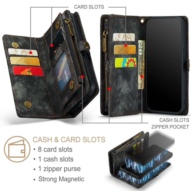 CaseMe-008 ซองหนังพลิกแนวนอนมัลติฟังก์ชั่นที่ถอดออกได้พร้อมช่องเสียบการ์ด & ตัวยึด & กระเป๋าสตางค์ซิป & กรอบรูป, For iPhone 11 Pro, For iPhone 11, For iPhone 11 Pro Max