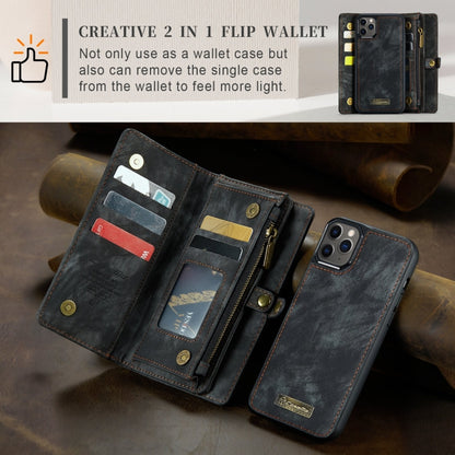 CaseMe-008 ซองหนังพลิกแนวนอนมัลติฟังก์ชั่นที่ถอดออกได้พร้อมช่องเสียบการ์ด & ตัวยึด & กระเป๋าสตางค์ซิป & กรอบรูป, For iPhone 11 Pro, For iPhone 11, For iPhone 11 Pro Max