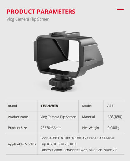 YELANGU A74 หน้าจอพลิกกล้อง Vlog สากล