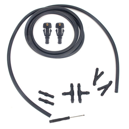 2 ชิ้นด้านหน้าเครื่องซักผ้ากระจกหน้ารถ Wiper Jet หัวฉีดน้ำ + ท่อเชื่อมต่อชุด 3W7Z17603AA สำหรับ Ford F-150, For Ford F-150 + Hose