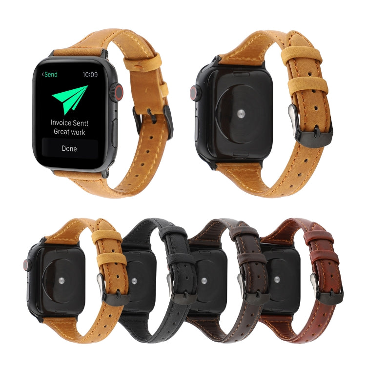 สายหนังแท้ลายเครซี่ฮอร์ส, For Apple Watch Series 7 41mm / 6 & SE & 5 & 4 40mm / 3 & 2 & 1 38mm, For Apple Watch Series 8&7 41mm / SE 2&6&SE&5&4 40mm / 3&2&1 38mm, For Apple Watch Ultra 49mm / Series 8&7 45mm / SE 2&6&SE&5&4 44mm / 3&2&1 42mm