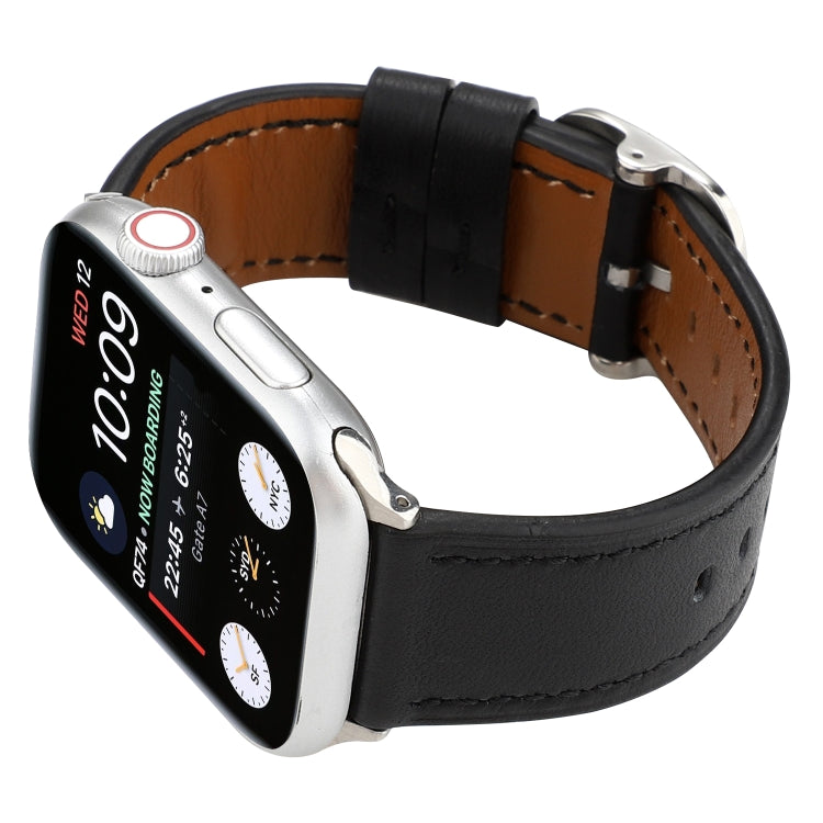 สายหนังแท้หัวเข็มขัดสไตล์โมเดิร์น, For Apple Watch Series 7 41mm / 6 & SE & 5 & 4 40mm / 3 & 2 & 1 38mm, For Apple Watch Series 7 45mm / 6 & SE & 5 & 4 44mm / 3 & 2 & 1 42mm