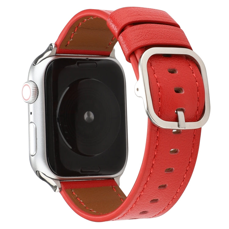 สายหนังแท้หัวเข็มขัดสไตล์โมเดิร์น, For Apple Watch Series 7 41mm / 6 & SE & 5 & 4 40mm / 3 & 2 & 1 38mm, For Apple Watch Series 7 45mm / 6 & SE & 5 & 4 44mm / 3 & 2 & 1 42mm
