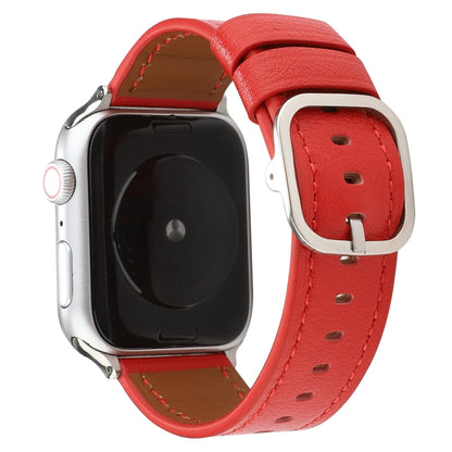 สายหนังแท้หัวเข็มขัดสไตล์โมเดิร์น, For Apple Watch Series 7 41mm / 6 & SE & 5 & 4 40mm / 3 & 2 & 1 38mm, For Apple Watch Series 7 45mm / 6 & SE & 5 & 4 44mm / 3 & 2 & 1 42mm