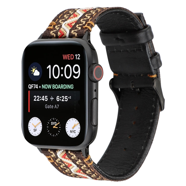 สายหนังแท้สไตล์ชาติพันธุ์, For Apple Watch Series 7 41mm / 6 & SE & 5 & 4 40mm / 3 & 2 & 1 38mm, For Apple Watch Series 7 45mm / 6 & SE & 5 & 4 44mm / 3 & 2 & 1 42mm