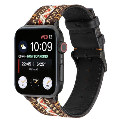 สายหนังแท้สไตล์ชาติพันธุ์, For Apple Watch Series 7 41mm / 6 & SE & 5 & 4 40mm / 3 & 2 & 1 38mm, For Apple Watch Series 7 45mm / 6 & SE & 5 & 4 44mm / 3 & 2 & 1 42mm