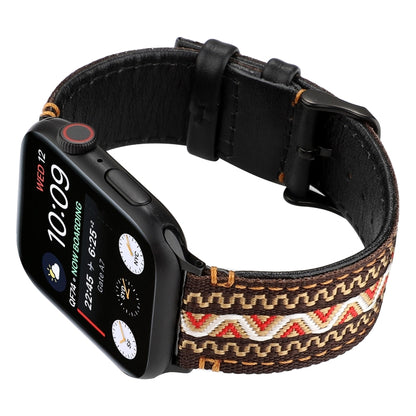สายหนังแท้สไตล์ชาติพันธุ์, For Apple Watch Series 7 41mm / 6 & SE & 5 & 4 40mm / 3 & 2 & 1 38mm, For Apple Watch Series 7 45mm / 6 & SE & 5 & 4 44mm / 3 & 2 & 1 42mm