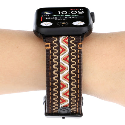 สายหนังแท้สไตล์ชาติพันธุ์, For Apple Watch Series 7 41mm / 6 & SE & 5 & 4 40mm / 3 & 2 & 1 38mm, For Apple Watch Series 7 45mm / 6 & SE & 5 & 4 44mm / 3 & 2 & 1 42mm