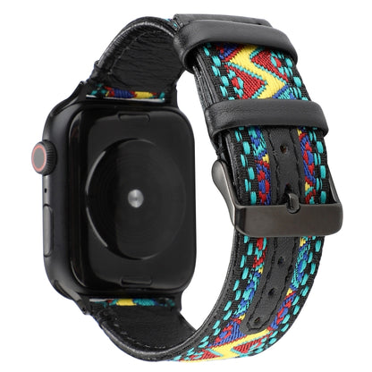 สายหนังแท้สไตล์ชาติพันธุ์, For Apple Watch Series 7 41mm / 6 & SE & 5 & 4 40mm / 3 & 2 & 1 38mm, For Apple Watch Series 7 45mm / 6 & SE & 5 & 4 44mm / 3 & 2 & 1 42mm
