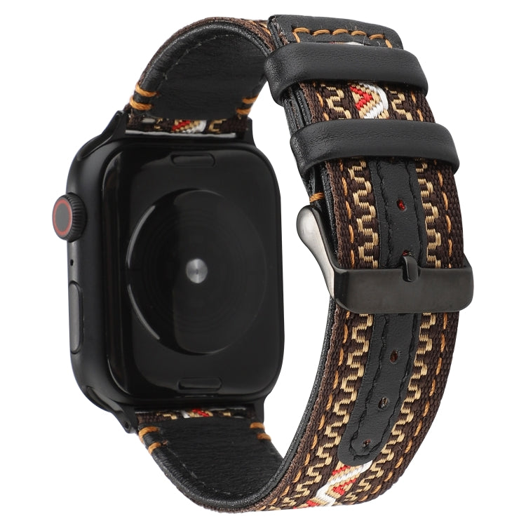 สายหนังแท้สไตล์ชาติพันธุ์, For Apple Watch Series 7 41mm / 6 & SE & 5 & 4 40mm / 3 & 2 & 1 38mm, For Apple Watch Series 7 45mm / 6 & SE & 5 & 4 44mm / 3 & 2 & 1 42mm