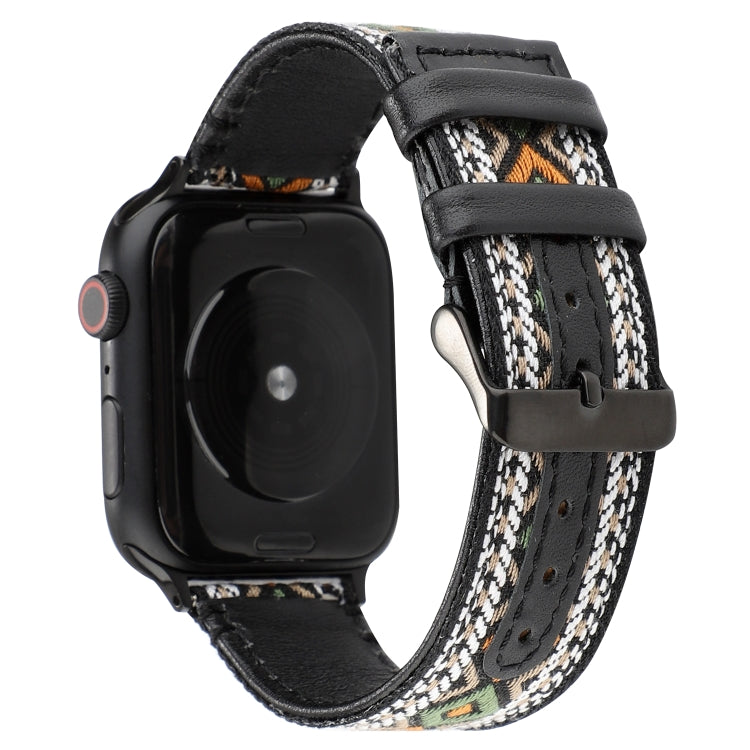 สายหนังแท้สไตล์ชาติพันธุ์, For Apple Watch Series 7 41mm / 6 & SE & 5 & 4 40mm / 3 & 2 & 1 38mm, For Apple Watch Series 7 45mm / 6 & SE & 5 & 4 44mm / 3 & 2 & 1 42mm