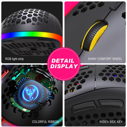 HXSJ T90 RGB Light เมาส์เล่นเกมไร้สายสามโหมด
