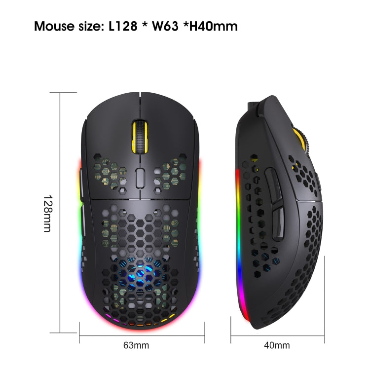 HXSJ T90 RGB Light เมาส์เล่นเกมไร้สายสามโหมด