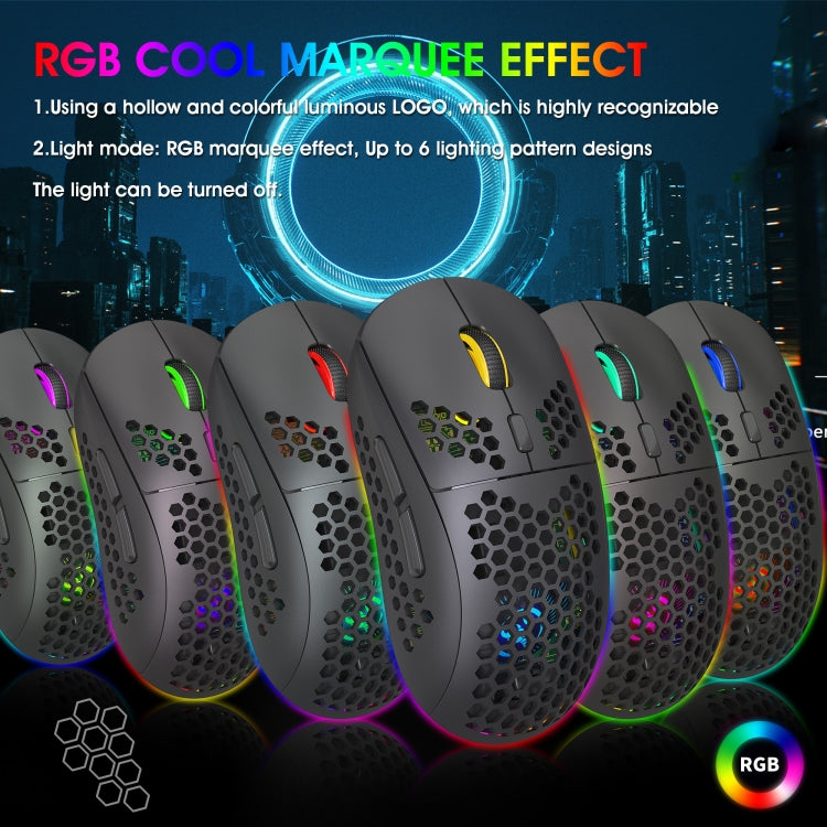 HXSJ T90 RGB Light เมาส์เล่นเกมไร้สายสามโหมด