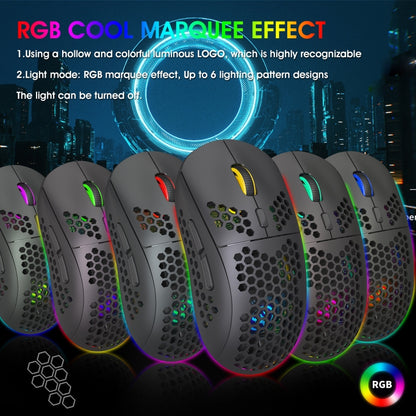 HXSJ T90 RGB Light เมาส์เล่นเกมไร้สายสามโหมด