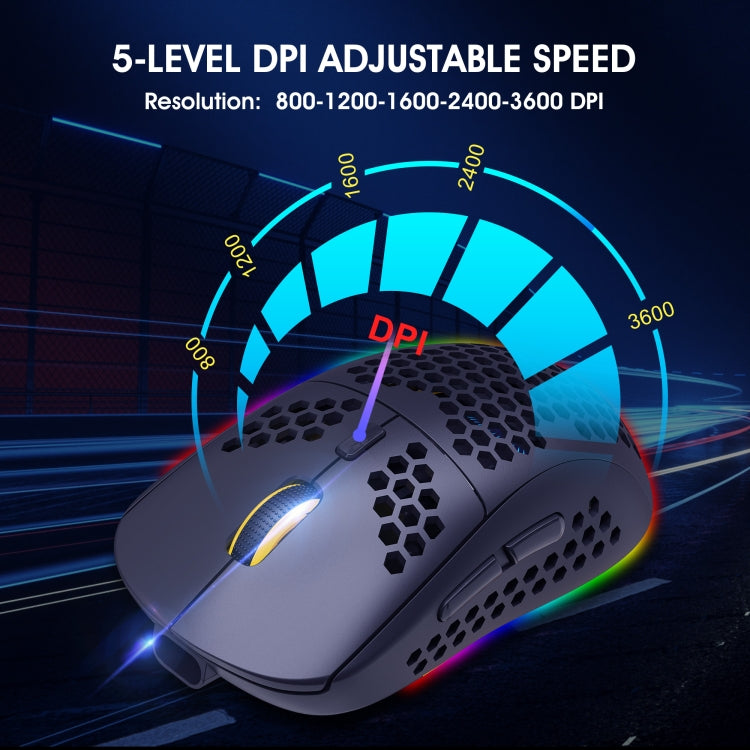 HXSJ T90 RGB Light เมาส์เล่นเกมไร้สายสามโหมด