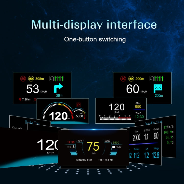 C1 OBD2 + โหมด GPS รถ HUD Head-up Display เข็มทิศ/ความเร็ว/อุณหภูมิน้ำ/จอแสดงผลแรงดันไฟฟ้า/ความเร็ว/นาฬิกาปลุก/ฟังก์ชั่นนำทาง, C1 With Navigation Function