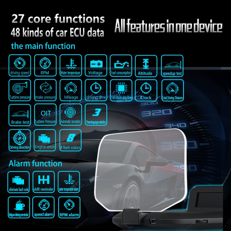 C1 OBD2 + โหมด GPS รถ HUD Head-up Display เข็มทิศ/ความเร็ว/อุณหภูมิน้ำ/จอแสดงผลแรงดันไฟฟ้า/ความเร็ว/นาฬิกาปลุก/ฟังก์ชั่นนำทาง, C1 With Navigation Function