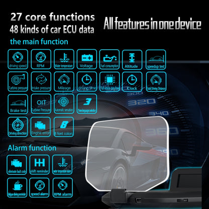 C1 OBD2 + โหมด GPS รถ HUD Head-up Display เข็มทิศ/ความเร็ว/อุณหภูมิน้ำ/จอแสดงผลแรงดันไฟฟ้า/ความเร็ว/นาฬิกาปลุก/ฟังก์ชั่นนำทาง, C1 With Navigation Function