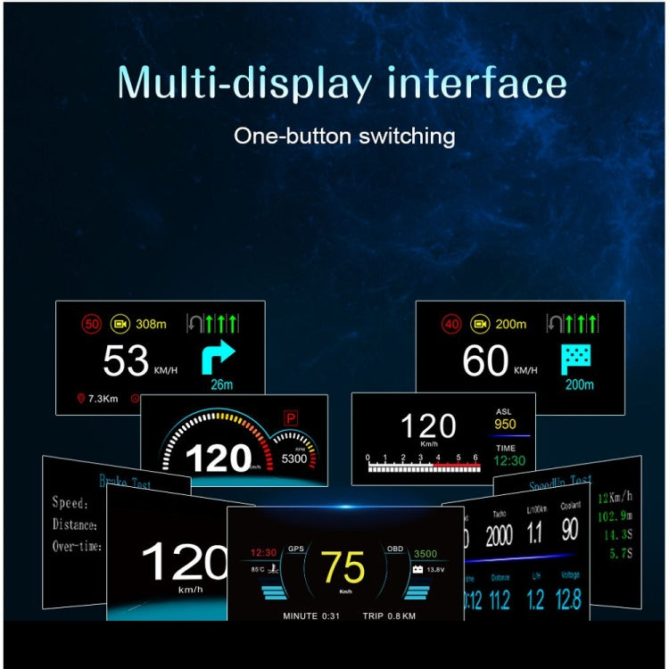 C1 OBD2 + โหมด GPS รถ HUD Head-up Display เข็มทิศ/ความเร็ว/อุณหภูมิน้ำ/จอแสดงผลแรงดันไฟฟ้า/ความเร็ว/นาฬิกาปลุก/ฟังก์ชั่นนำทาง, C1 With Navigation Function